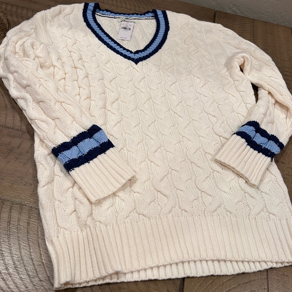 American Eagle Oversized V-neck cable knit sweater